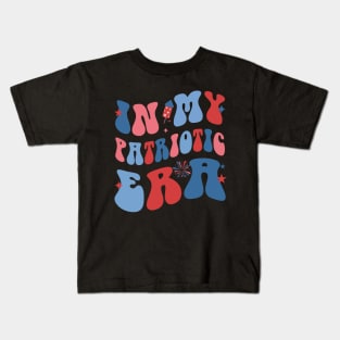 Patriotic  In My Patriotic Era  America Red Blue Groovy Wavy Kids T-Shirt